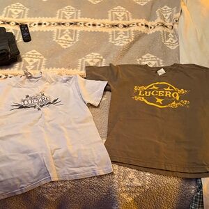 Lucero….the band. Kids - grey/blue is boys S green/brown Large…little kid sizes